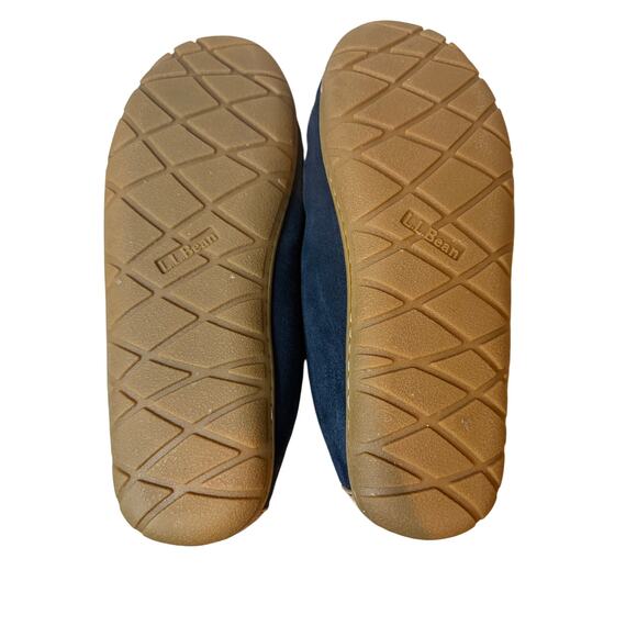 L.L.Bean Wicked Good Venetian Slippers Mens Sz 11 Navy/Saddle Suede Fur Moccasin main image 6